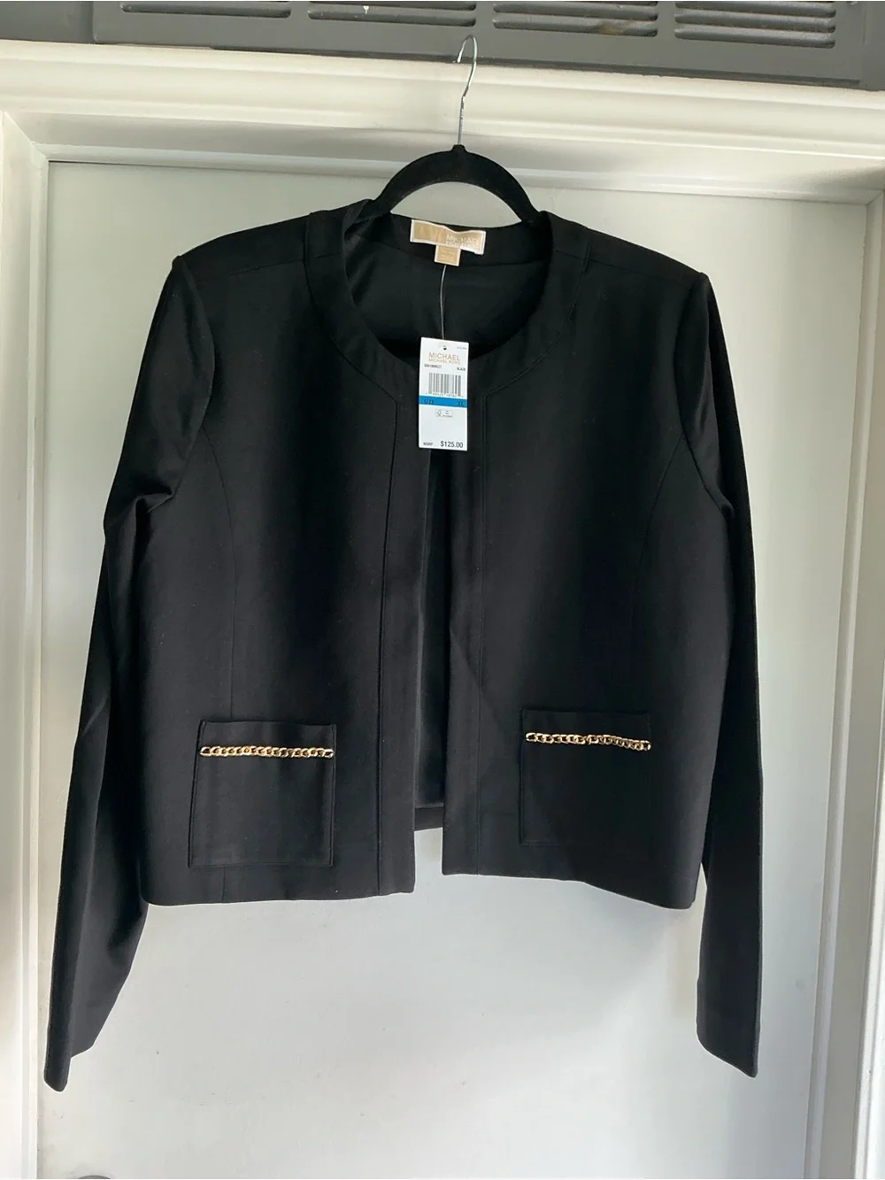 NWT Michael Kors Black Chain-Trim Crop Jacket SZ XL GORGEOUS